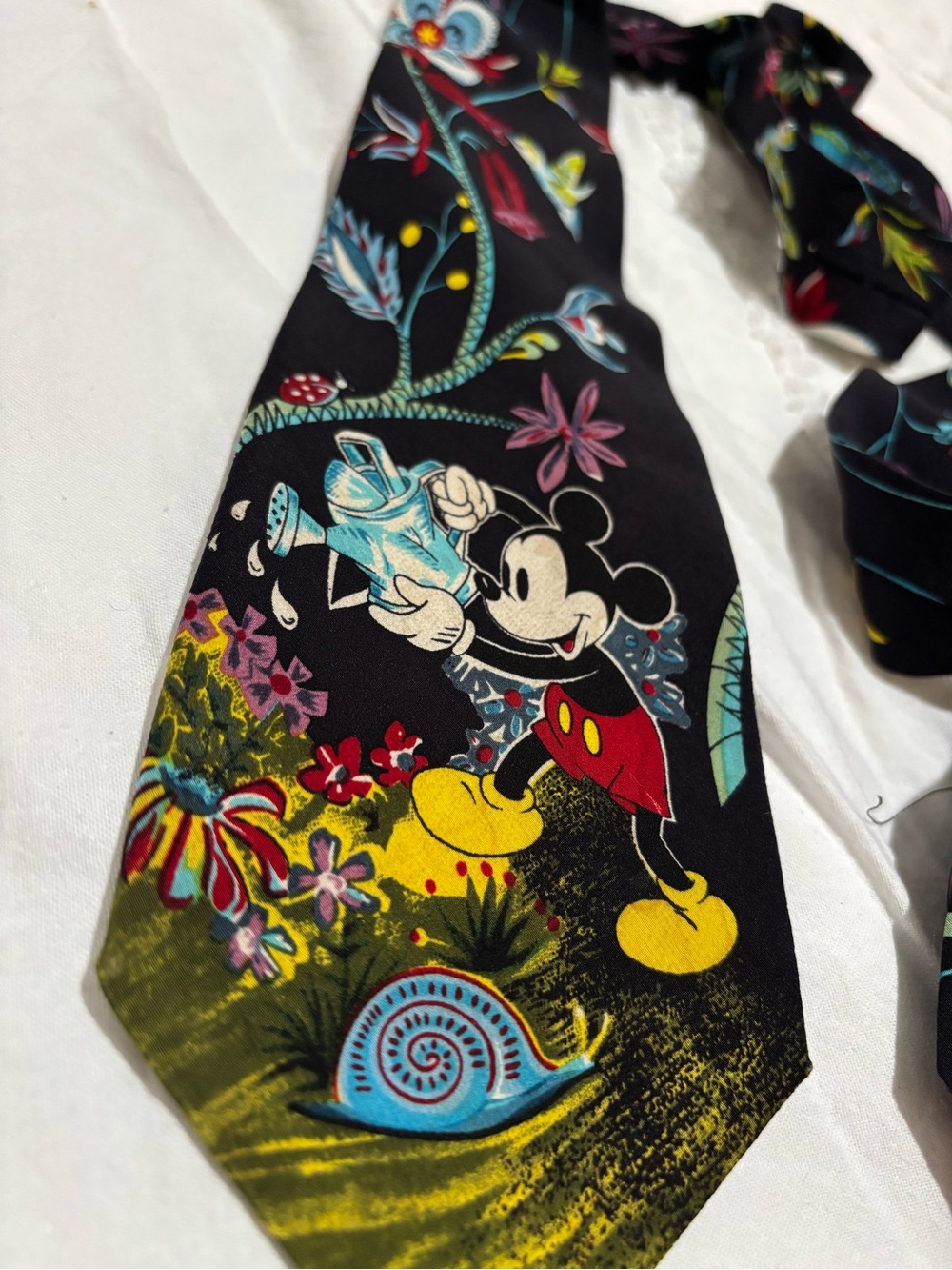 SILK vintage MICKEY MOUSE necktie hair wrap bag charm SCARF Disney CLASSIC